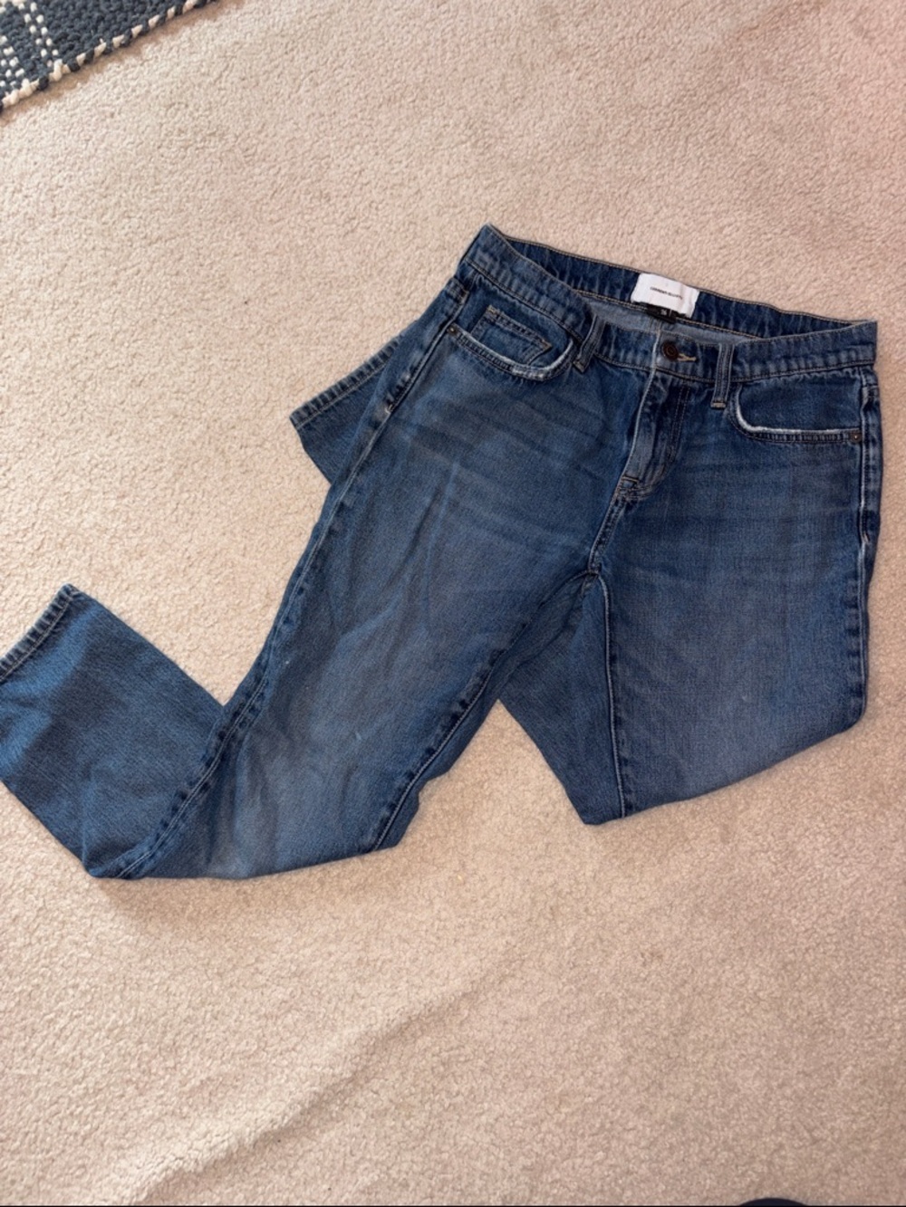 Current/Elliott Washed Dark Blue Straight Leg Jeans